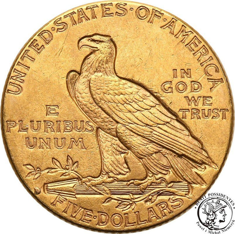 USA 5 dolarów 1914 D Indianin Denver st.2+